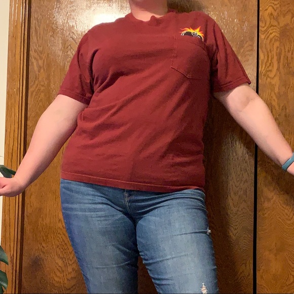 Cotton dark red cute bomb graphic t-shirt. - Picture 3 of 5